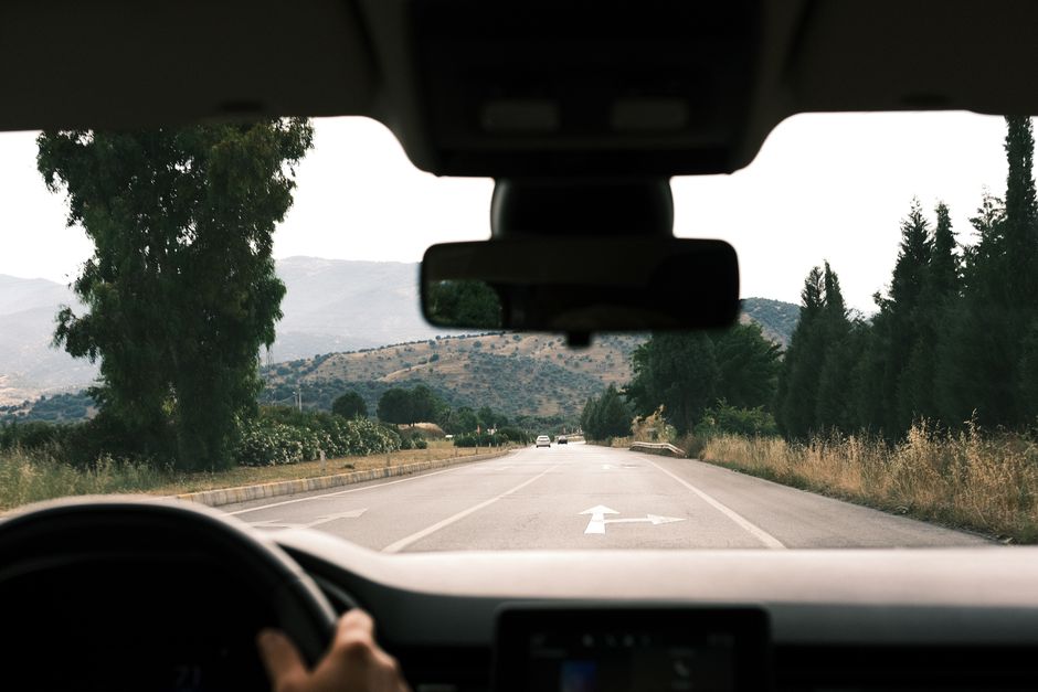 Clear view through a flawless car windshield while driving